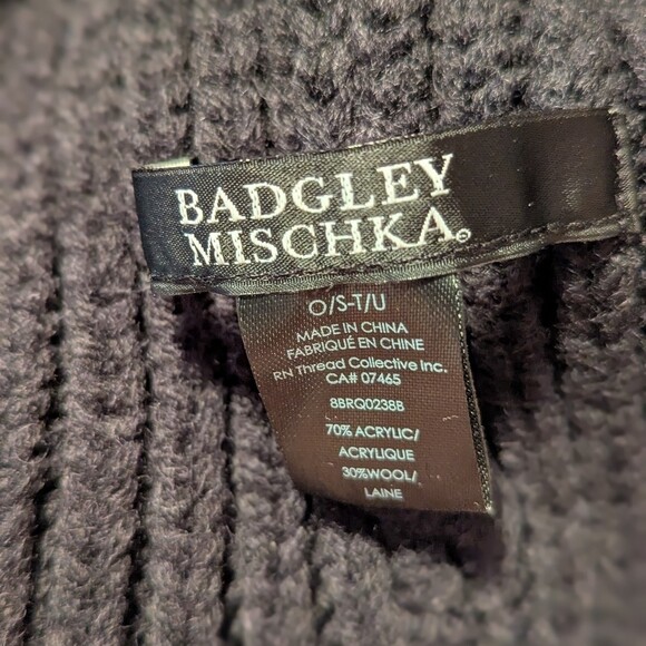 BNWT Badgley Mischka Women\'s Black Wool Blend Beanie/Chook/Tuque/Hat w/Crystals main image 6